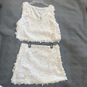 🔥🔥Mable White Sequin tank and mini skirt set